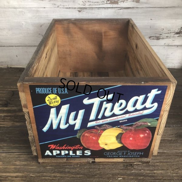 画像1: Vintage Wooden Fruits Crate Box My Treat (T553)