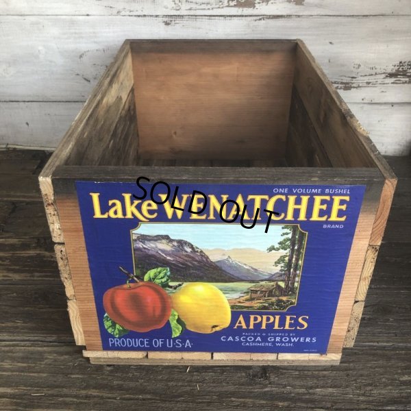 画像1: Vintage Wooden Fruits Crate Box Lake WENATCHEE (T549)