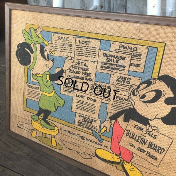 画像7: 70s Vintage Walter Lantz Andy Panda Burlap Art (T566)