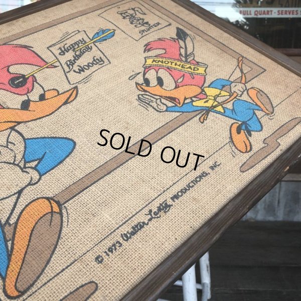 画像6: 70s Vintage Walter Lantz Woody Woodpecker Burlap Art (T565)
