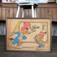 画像2: 70s Vintage Walter Lantz Woody Woodpecker Burlap Art (T565) (2)