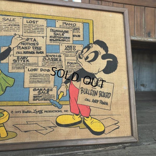 画像5: 70s Vintage Walter Lantz Andy Panda Burlap Art (T566)