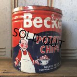 Vintage Becker Potato Chips Tin Can (T573)
