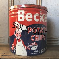 Vintage Becker Potato Chips Tin Can (T573)