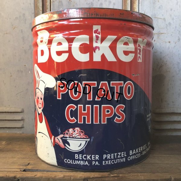 画像2: Vintage Becker Potato Chips Tin Can (T573)