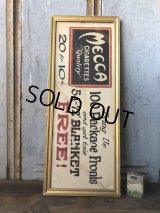 Vintage Mecca Cigarette Advertising Hand Printed, Framed,Store Sign (T571)
