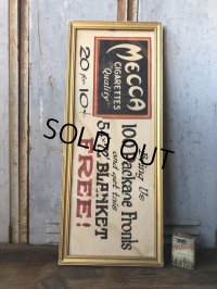 Vintage Mecca Cigarette Advertising Hand Printed, Framed,Store Sign (T571)