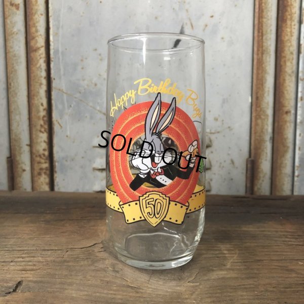 画像1: 1990 Vintage Glass Looney Tunes 50th Happy Birthday Bugs (T534)