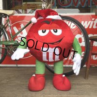Vintage M&M's RED Santa Claus BIG plush doll (T575)