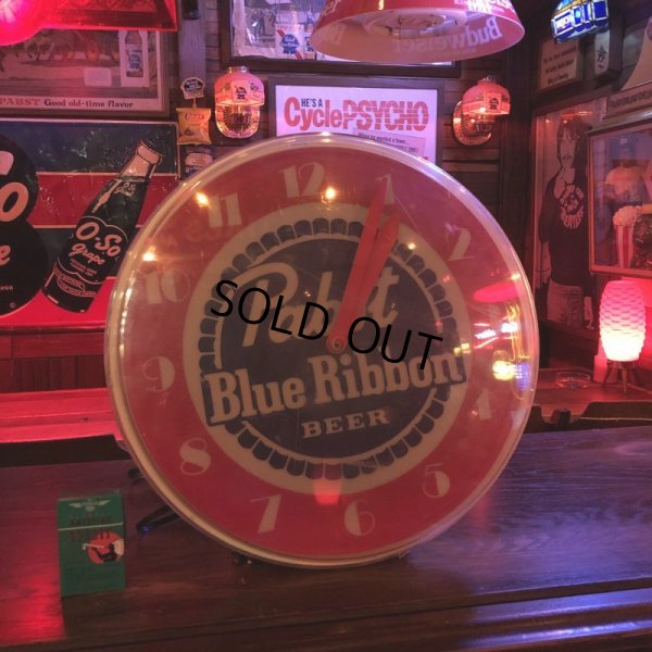 画像1: Vintage Pabst Blue Ribbon Beer Lighted Clock Sign (T609)