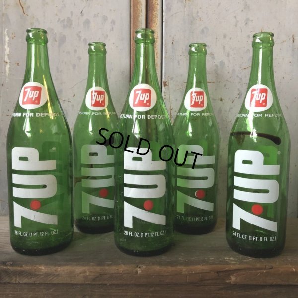 画像4: 70s Vintage 7UP Soda Green Glass Bottle 28FL OZ  (T615)