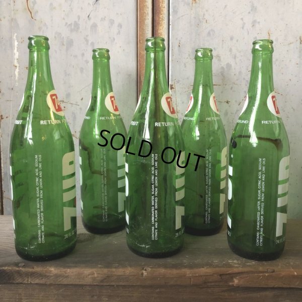 画像3: 70s Vintage 7UP Soda Green Glass Bottle 28FL OZ  (T615)