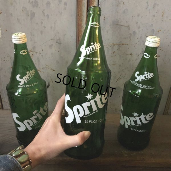 画像1: 70s Vintage Sprite Soda Green Glass Bottle 32FL OZ  (T614) 
