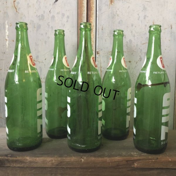 画像5: 70s Vintage 7UP Soda Green Glass Bottle 28FL OZ  (T615)