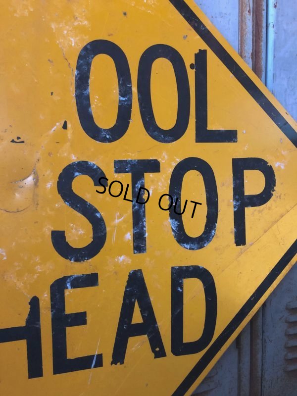 画像4: Vintage Road Sign SCHOOL BUS STOP AHEAD (T629)