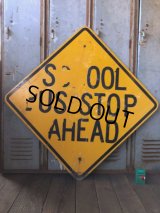 Vintage Road Sign SCHOOL BUS STOP AHEAD (T629)