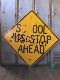 Vintage Road Sign SCHOOL BUS STOP AHEAD (T629)