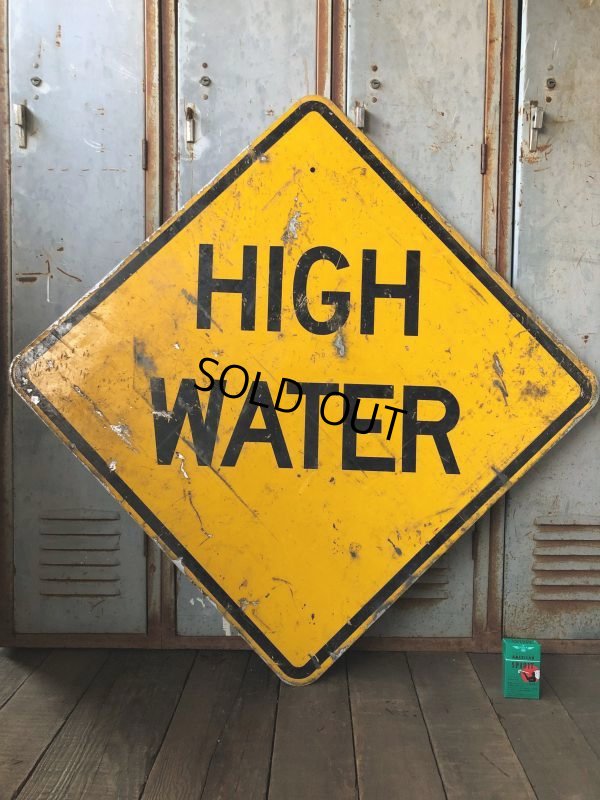 画像1: Vintage Road Sign HIGH WATER (T623)