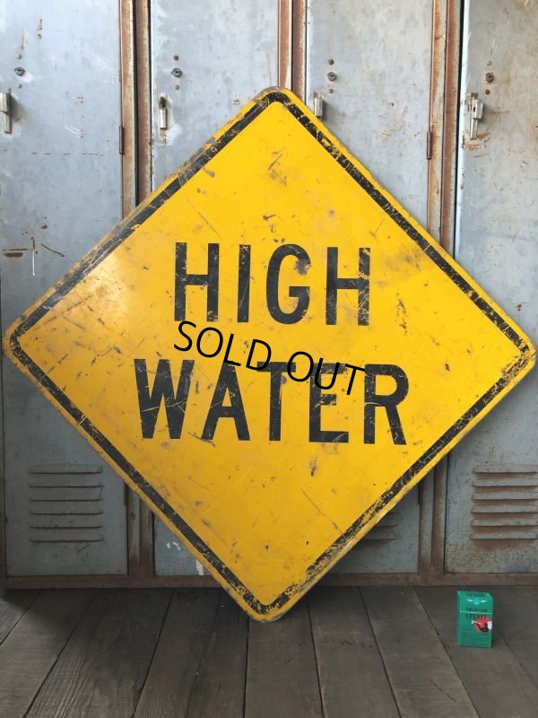 画像1: Vintage Road Sign HIGH WATER (T619)