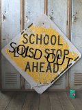 Vintage Road Sign SCHOOL BUS STOP AHEAD (T626)