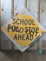 Vintage Road Sign SCHOOL BUS STOP AHEAD (T626)