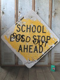 Vintage Road Sign SCHOOL BUS STOP AHEAD (T626)