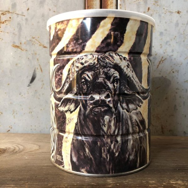 画像1: Vintage Safari Coffee Animal Tin Can Cape Buffalo (T655)