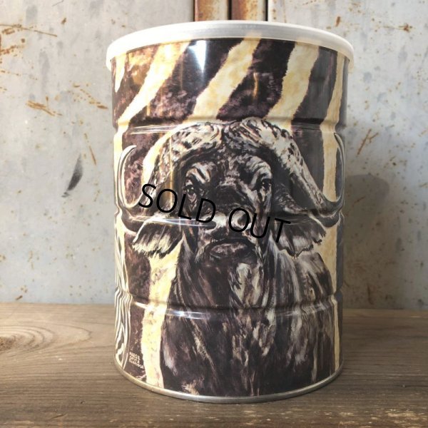 画像1: Vintage Safari Coffee Animal Tin Can Cape Buffalo (T655)