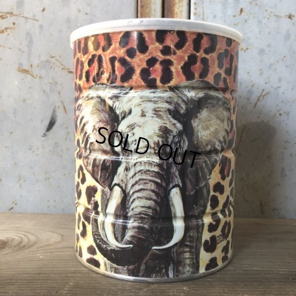 画像1: Vintage Safari Coffee Animal Tin Can African Elephant (T660)