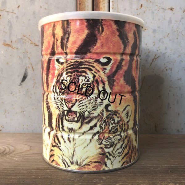 画像1: Vintage Safari Coffee Animal Tin Can Tiger (T654)