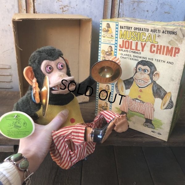 画像1: 50s Vintage Musical Jolly Chimp w/box  (T770)