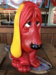 画像8: 70s Vintage NY Vinyl Plastic Dog Bank Basset hound Red (T779) 