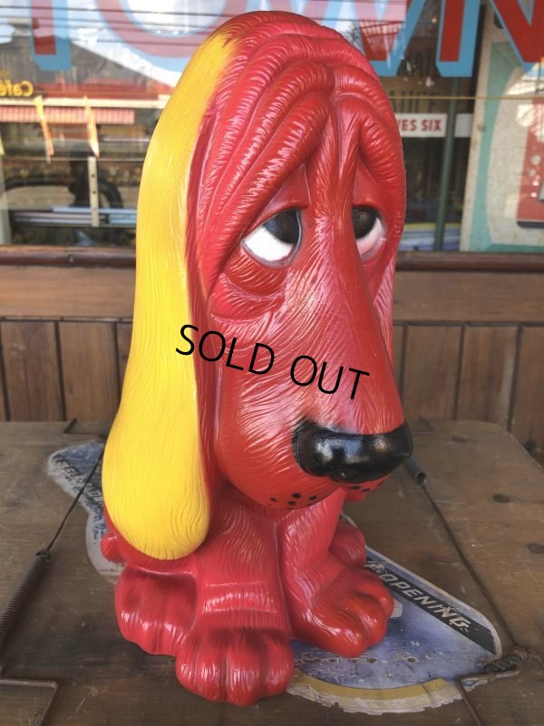 画像8: 70s Vintage NY Vinyl Plastic Dog Bank Basset hound Red (T779) 