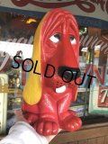 70s Vintage NY Vinyl Plastic Dog Bank Basset hound Red (T779) 