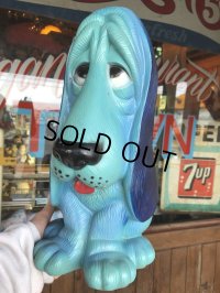 70s Vintage NY Vinyl Plastic Dog Bank Basset hound Blue (T320) 
