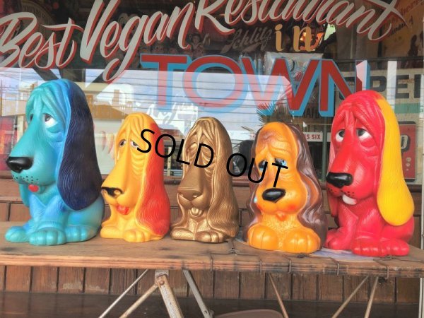 画像10: 70s Vintage NY Vinyl Plastic Dog Bank Basset hound Red (T779) 