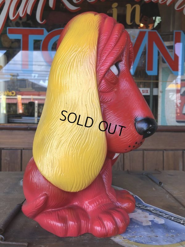 画像3: 70s Vintage NY Vinyl Plastic Dog Bank Basset hound Red (T779) 