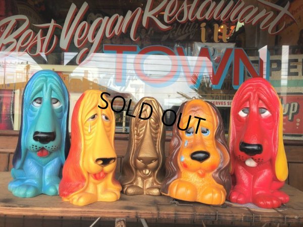 画像13: 70s Vintage NY Vinyl Plastic Dog Bank Basset hound Blue (T320) 