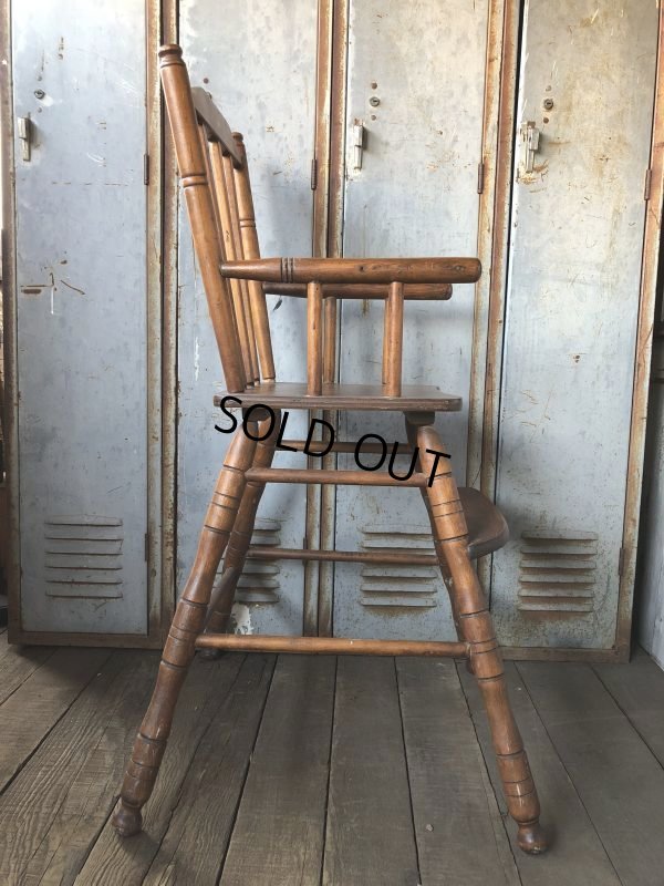 画像4: Antique Kid's Wood Hi-Chair (T782)