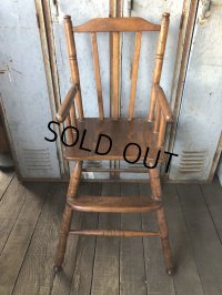 Antique Kid's Wood Hi-Chair (T782)