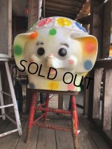 70s Vintage CIRCUS Polka Dot Elephant Blow Mold Toy Chest Box (Ｔ923)