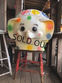 70s Vintage CIRCUS Polka Dot Elephant Blow Mold Toy Chest Box (Ｔ923)