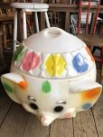 画像10: 70s Vintage CIRCUS Polka Dot Elephant Blow Mold Toy Chest Box (Ｔ923)