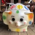 画像2: 70s Vintage CIRCUS Polka Dot Elephant Blow Mold Toy Chest Box (Ｔ923) (2)