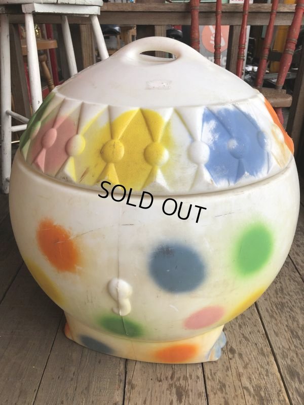 画像5: 70s Vintage CIRCUS Polka Dot Elephant Blow Mold Toy Chest Box (T923)