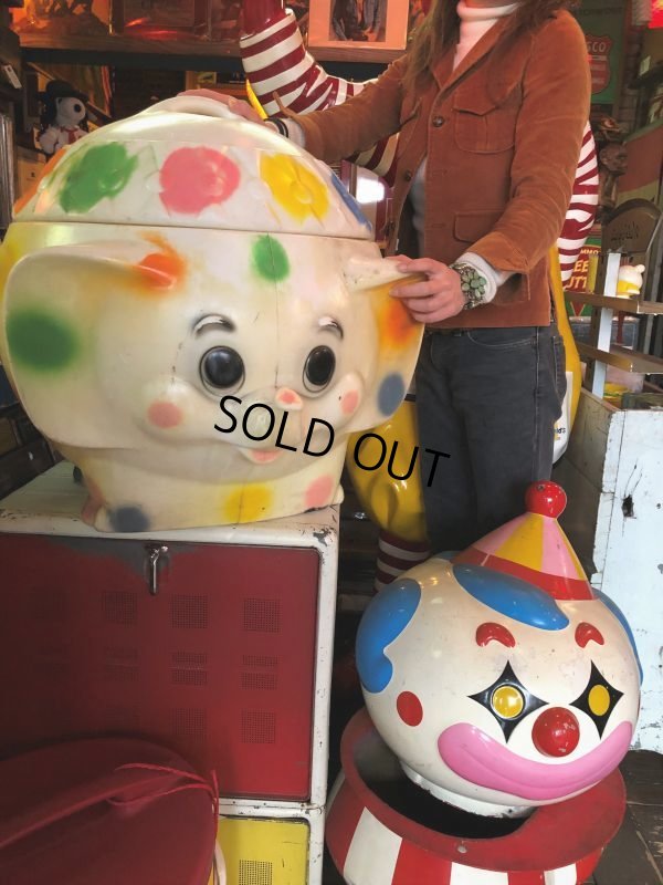 画像17: 70s Vintage CIRCUS Polka Dot Elephant Blow Mold Toy Chest Box (T923)