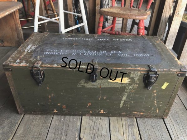 画像1: Vintage US Military Wooden Box Trunk (Ｔ945)