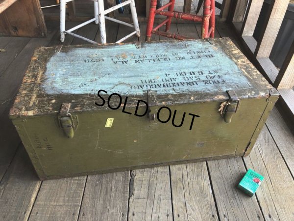 画像1: Vintage US Military Wooden Box Trunk (Ｔ946)