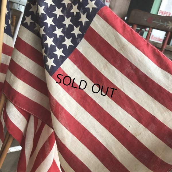 画像7: Vintage 48 Star Americacn Flag wooden pole (T914)