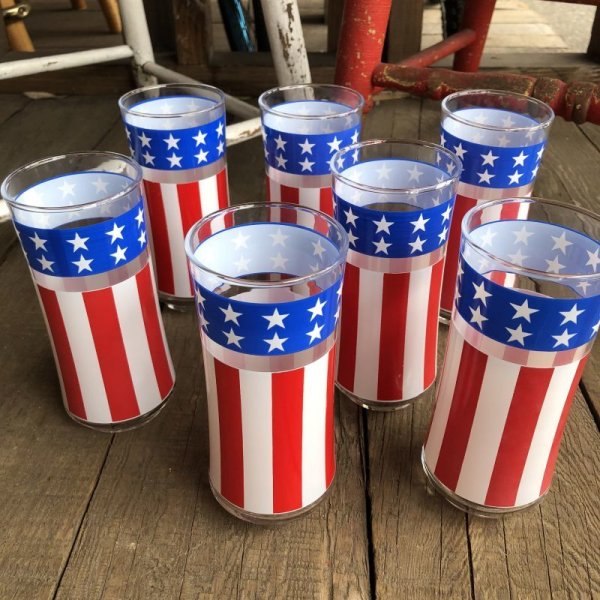 画像1: Vintage Groovy American Old Glory Stars and Stripes Glass (T915) 　